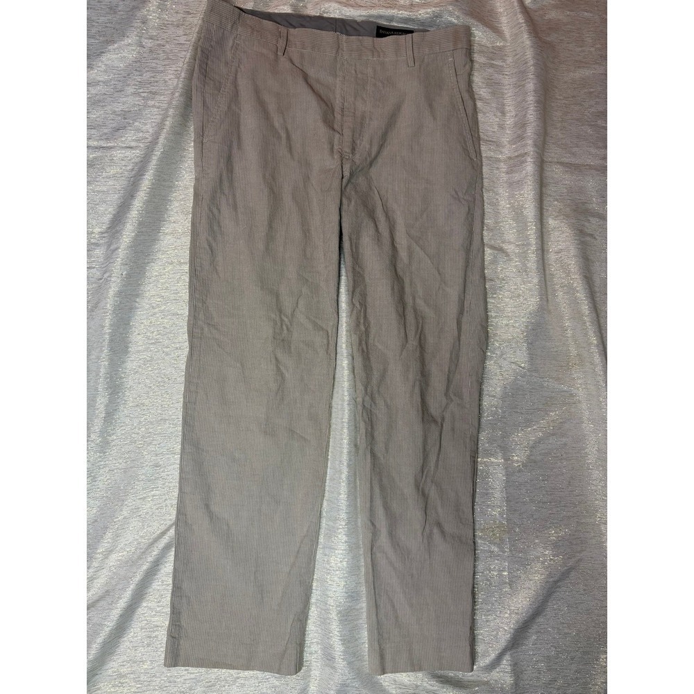 Banana Republic Mens Kentfield Tan Pinstripe Pants Straight Fit Size 36X32
